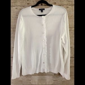 White Land End Ruffle Cardigan Size XL